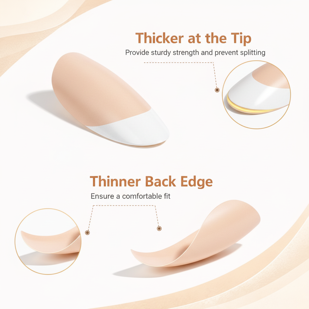 Salon-Style French Tip Press-On Nails - Coffin #037