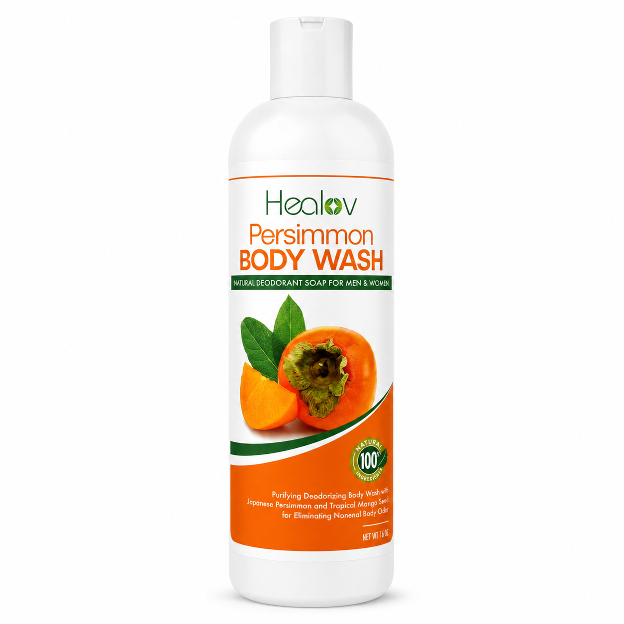 Persimmon Body Wash - Natural Deodorant Soap for Body Odor Control
