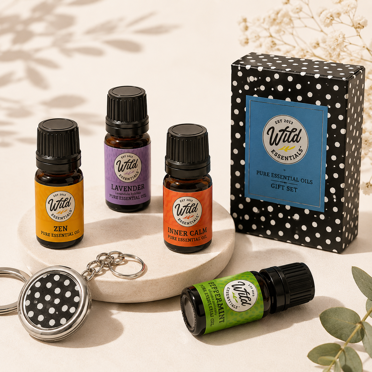 100% Pure Therapeutic Grade Essential Oil - with Bracelet Diffuser (4 Pack)