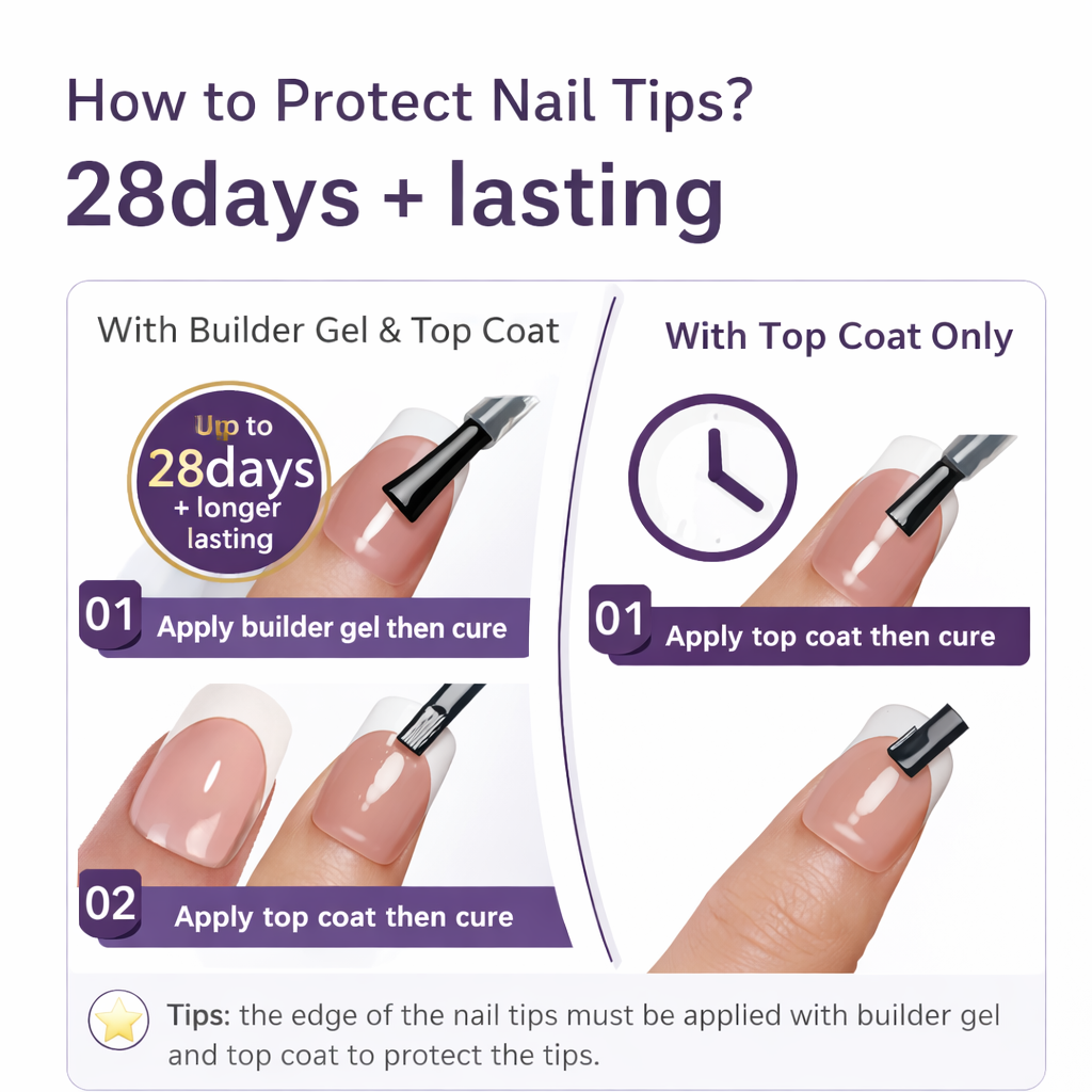 Salon-Style French Tip Press-On Nails - Coffin #035