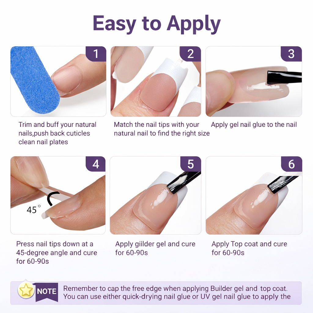 Salon-Style French Tip Press-On Nails - Coffin #036