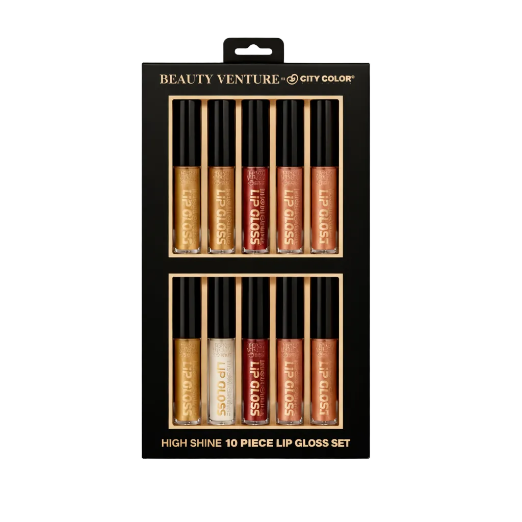 High Shine 10 Piece Lip Gloss Set - Latte