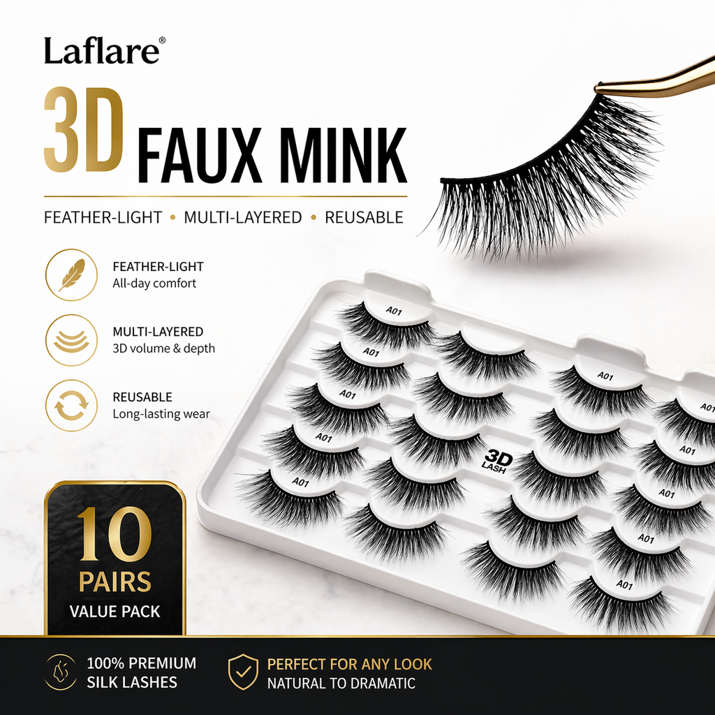 3D Faux mink - Premium Silk Lashes (10 Pairs)