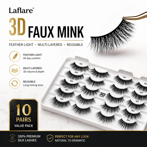 3D Faux mink - Premium Silk Lashes (10 Pairs)