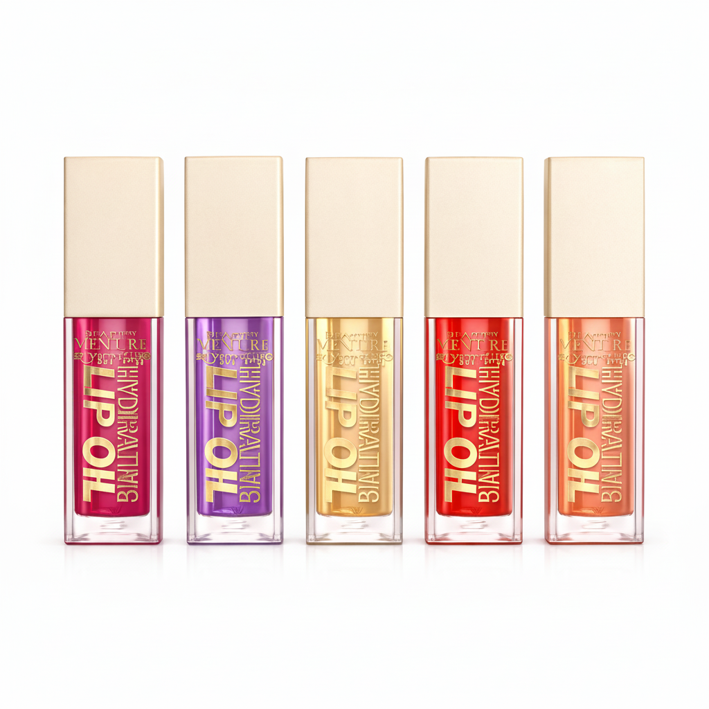 Hydrating 5 Piece Lip Oil Set - Infused with Vitamin E, Rouge