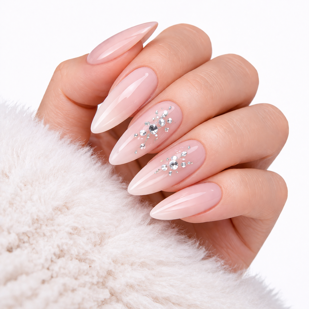 Salon-Style French Tip Press-On Nails - Coffin #033