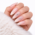 Salon-Style French Tip Press-On Nails - Coffin #033