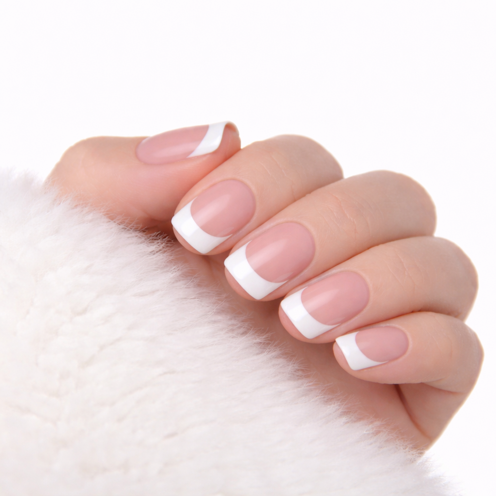 Salon-Style French Tip Press-On Nails - Square #04